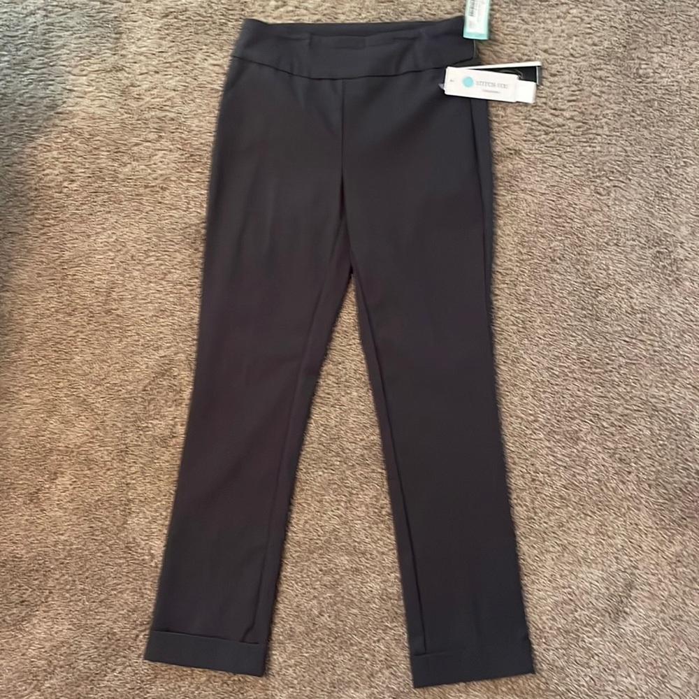 Cuffed Straight Trouser Pants. Dark grey.Size 0